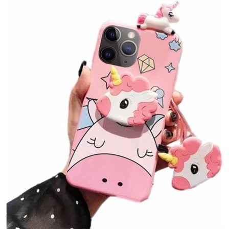 Unicorn-deksel for iPhone 11 Pro 5,8", 3D tegneseriedesign Søtt elastisk støttefutteral, iPhone 11 Pro-deksel (Unicorn)