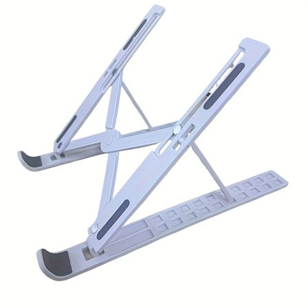 Reisevennlig Justerbart og Bærbart Laptopstativ - Elegant Materiale, 10-Nivås Sammenleggbar Notebookholder med Kjølebase