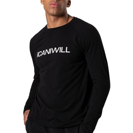 ICANIWILL Men's Essential Longsleeve Men long-sleeved sweaters Black M