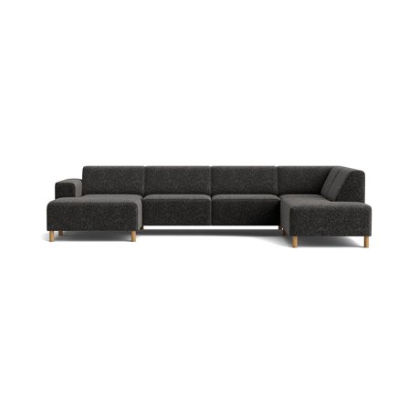 Seam U-Form Sofa, links in Genesis Anthrazit, modernes Design, einfarbig, großzügige Sitzlandschaft, hoher Komfort, Maße: Höhe 78cm.