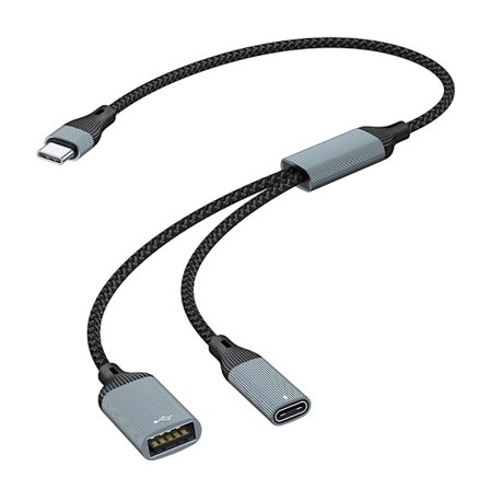 USB C Splitteradapter 60W Strøm- og Datahub for bærbare datamaskiner og hodetelefoner