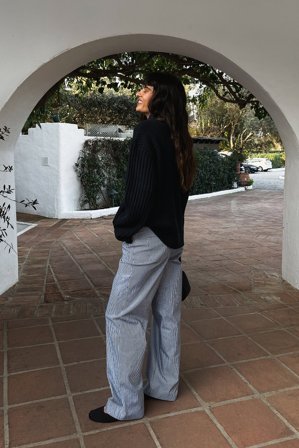 NA-KD Classic - Kraftige bukser med striper og middels liv - Stripete bukser - Stripete - EU 34