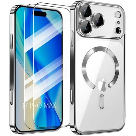 Beskyttelsescover - BOOLING - iPhone 17 Pro Max - Sølv - 2 hærdede glas - Stødabsorberende