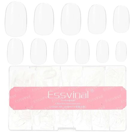 1 Ask med Lösnaglar, Transparenta, Heltäckande, Fyrkantiga, Korta, Press-on Naglar