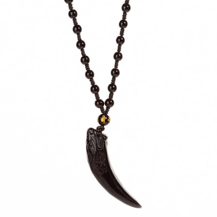 halsband - Natur Obsidian Vargtand Charm