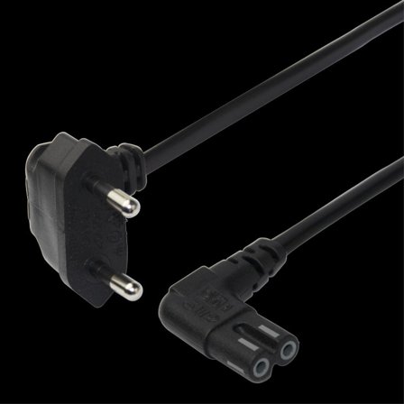 Deltaco Power cord CEE 7/16 - C7 angled, 1,5m, black