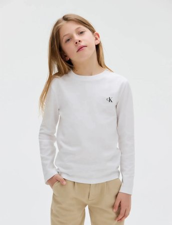 Calvin Klein 2P Chest Mono Ls T-Shirt - White - 164