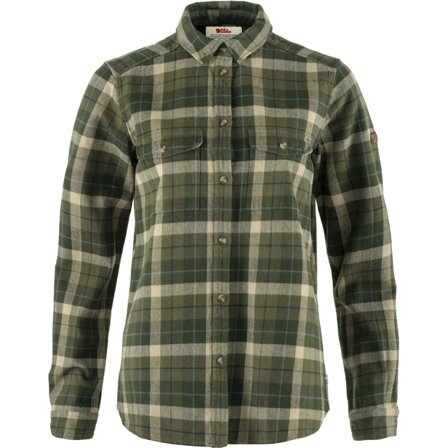 Fjällräven Women's Värmland Heavy Flannel Shirt in Green/Deep Forest | Size: Medium, Organic Cotton