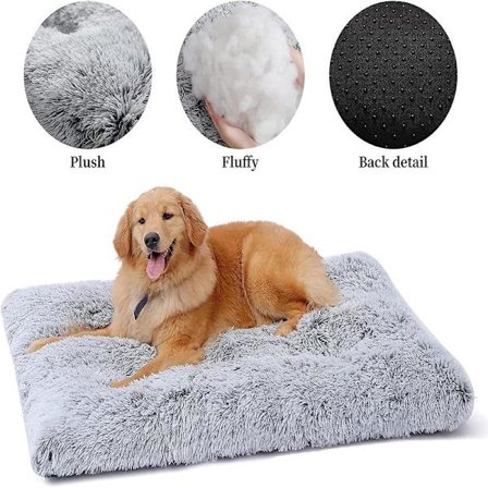 Vaskbar hundeseng, blød plys beroligende hundesenge hundebur madras pude til store mellemstore små hunde fluffy hundemåtte-L