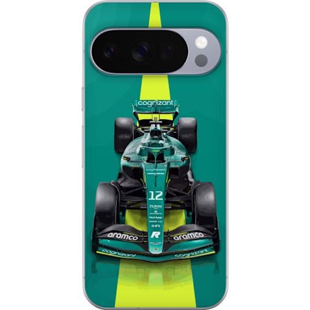 Yhteensopiva Puhelinkuori Google Google Pixel 10 Pro Aston Martinin Formula 1 -auto vihreässä kilpailumuotoilussa, jossa on moderni studiosentuntma
