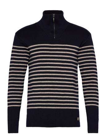 Sweater Zip-Up Collar Héritage Tops Knitwear Half Zip Jumpers Navy Armor Lux