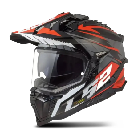 Casco Adventure LS2 MX701 Explorer Spire Spire Negro/Titanio/Rojo L