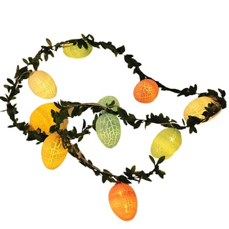 Påske Egg Lyslenke Påskedekorasjoner 2Meter 10LED Grønn Rattan Sprekkete Påske Egg Lys Batteridrevet for Vårdekor