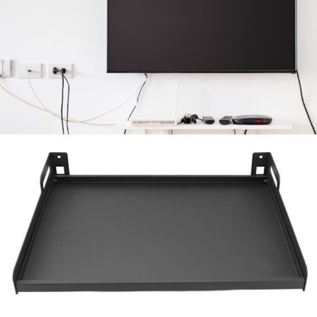 HURRISE Väggmonterad TV Box Hyllor i kolstål TV Box Väggfäste, Grå, Förhindrar möbelförvaring