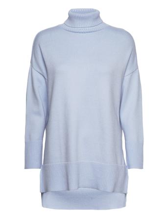 Bella Knit Blouse Høyhalset Pologenser Blå A-View*Betinget Tilbud