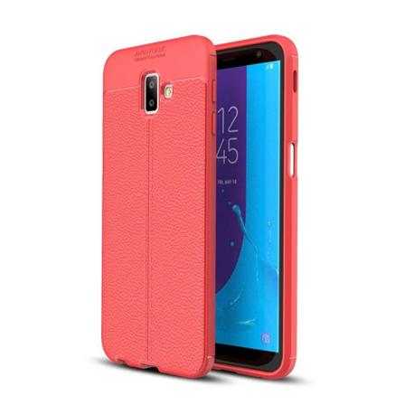 Samsung Galaxy J6 Plus - Litchi Läderskal - Röd Red Röd