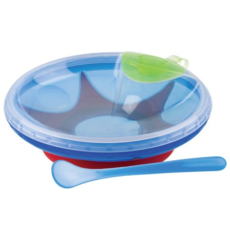 Värmetallrik med Sked Blå/Röd 400 ml