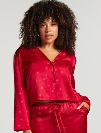 Hunkemöller Satin Long-Sleeved Jacket - Red - L