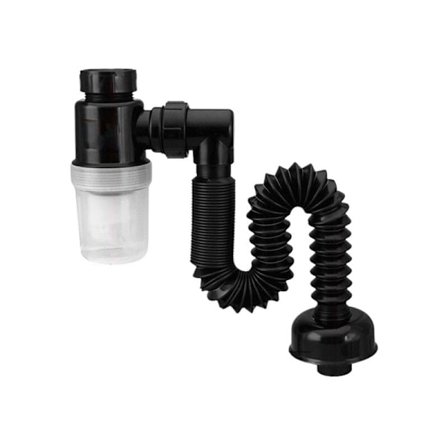 Flexibel toalettavloppsslang diskbänk avlopp luktbeständig avloppsslang förlängningsrör köksskåp badrum 1 styck svart