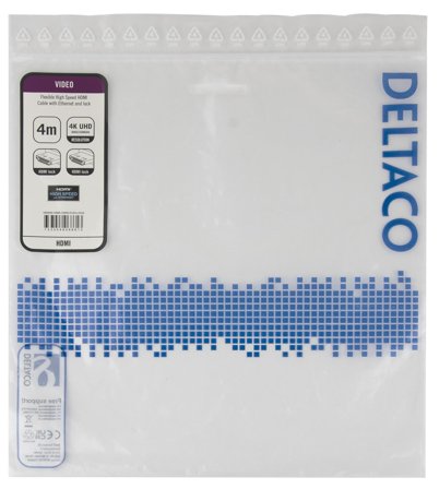 Deltaco High-Speed Flex HDMI cable, 4M, w/lock, 4K UHD, black