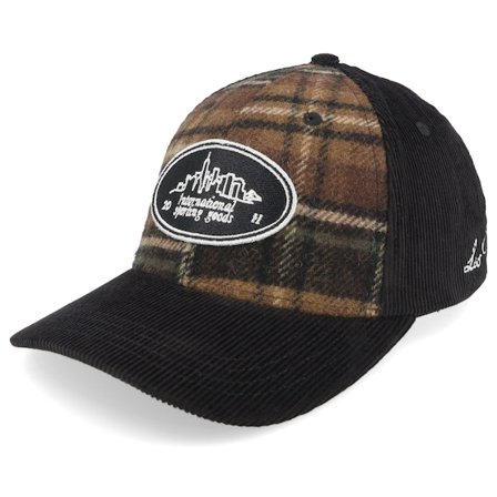 Les Deux - Skyline Patch Check Cap Monk's Robe Brown Adjustable Adjustable Brown Cap - @ Hatstore