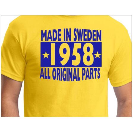 Gul T-shirt Made in Sweden 1958 Alle originale dele L