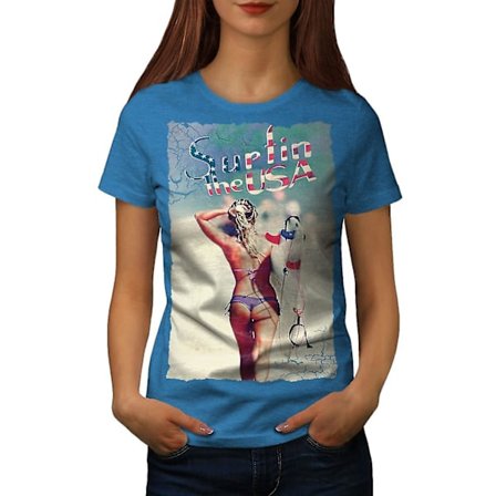 Girl Ass Butt Usa Sexig Kvinnor Royal Bluet-shirt