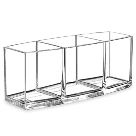 Sminkborsthållare Organizer Förvaring För 3 Platsborstar Transparent