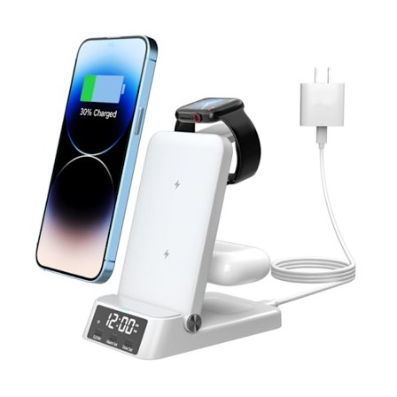 A60 Väckarklocka Reseladdare Multi-Enhet iPhone Apple Watch Airpods Rosa