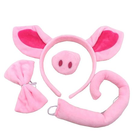 4 stk. Plussj Gris Kostyme Sett Rosa Gris Øre Hodebånd Nese Og Hale Sløyfe Grisen Snute Fancy Dyre Klær Kostyme Sett