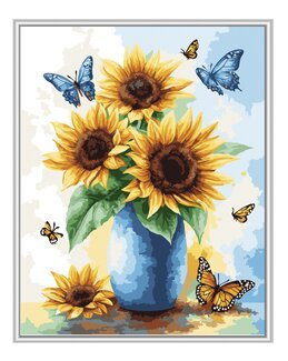 Paint By Numbers Ljusa solrosor - WizardiArt