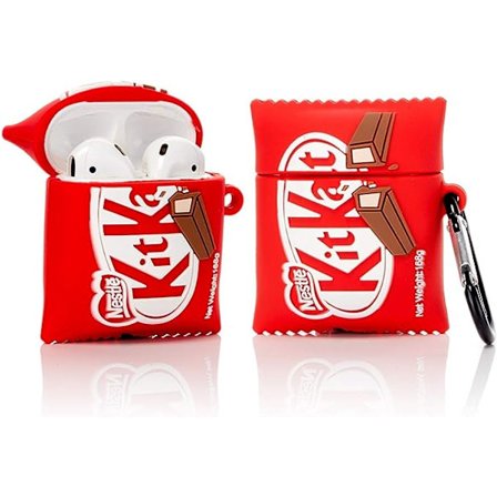 2-delars set (parodi choklad), tecknad silikon mjukt fodral, universellt för AirPods 1/2 generation, sött roligt stöttåligt skyddsfodral