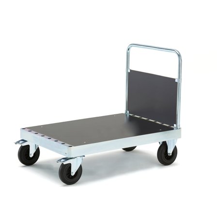 Plattformsvagn, 1000x700x960 mm, elförzinkad ram, MDF-skivor, med broms