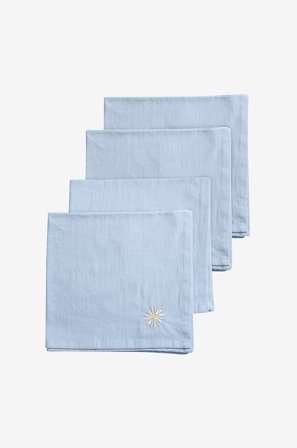 Midnatt - Lautasliina setti Daisy 4 kpl - Sininen - Lautasliinat - 40X40 - - Homeroom