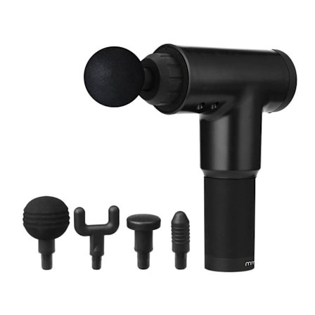 Massagepistol med 4 massagehoveder - Sort