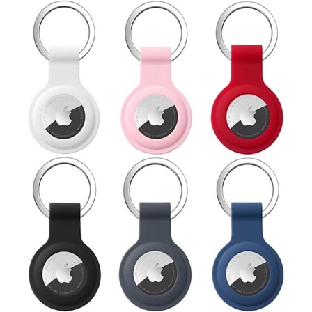 6-pak AirTag Holder, Silikone Etui til AirTag Nøglering Cover Nøglering til Nøgler, Tasker, Bagage, Kæledyrshalsbånd