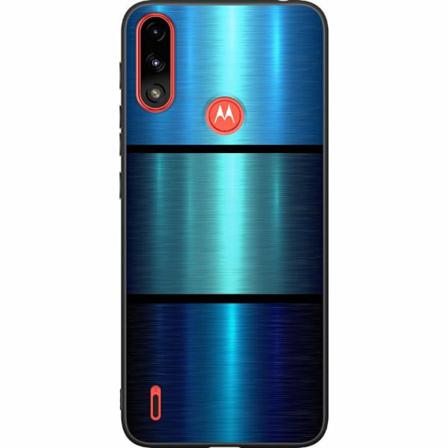 Motorola Moto E7i Power Svart Skal Blue Metallic Stripes