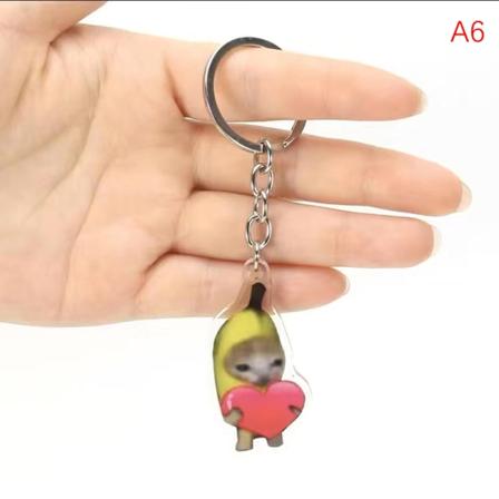 2023 Crying Banana Cat Avaimenperä auton avaimenperä Kawaii Student Gif A6