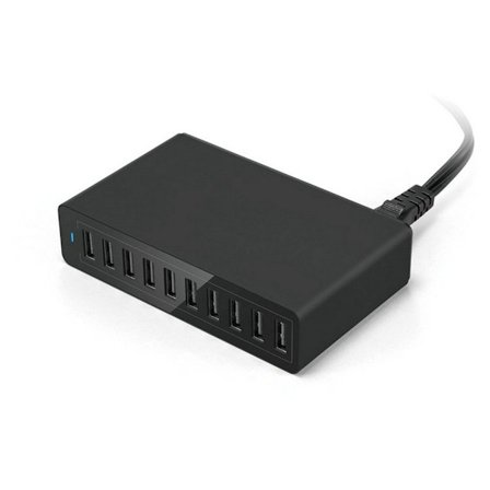 Väggladdare, 50W 10A Multiport USB 10-Port Laddare, Intelligent