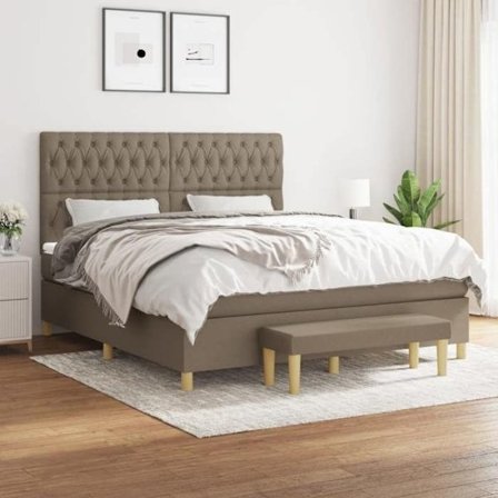 Maison Exclusive - Seng med lamelbund og Taupe madras 180x200 cm Stof