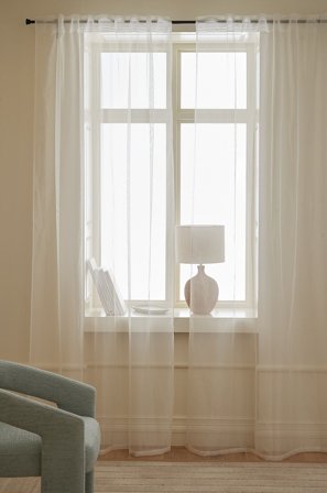 &Home - Multibåndsgardin Delilah 2-pak - Hvid - Gardinfag med rynkebånd - 250 - Fra Homeroom