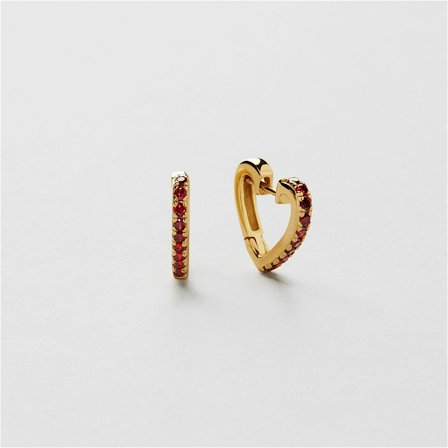 Ina Red Heart Hoops - Örhängen - 18K GULDPLÄTERAT STERLING SILVER - Safira