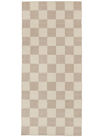 Small Checkie Rug - Beige 86X200 Wool
