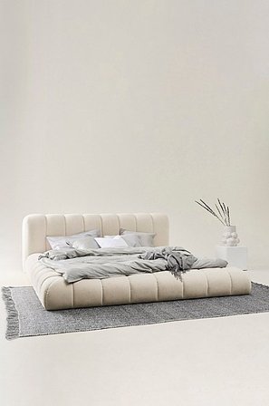 Jotex - Bettgestell 160 Cm /Eliseouter:/ /champagne color leather /inside:/ /offwhite color velvet/ - DERMY - Kaufe Bettgestelle bei Jotex