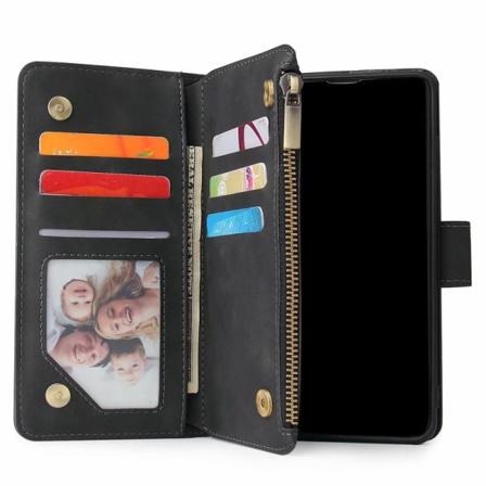 Samsung S10 Plus multifunktionelt pung etui Lynlås 8-rum Black