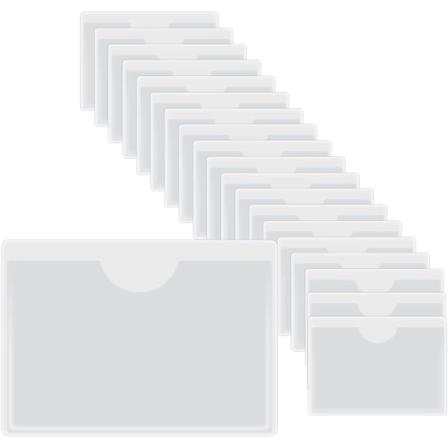 Klar Plast Stickers - 20 Styk Selvklæbende Kortlommer, med Topåbning, til at Beskytte Dine Kort (Indvendig Størrelse: 5,6 * 6,2 cm)