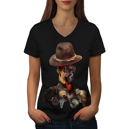 Western Skeleton Skull T-shirt för kvinnor