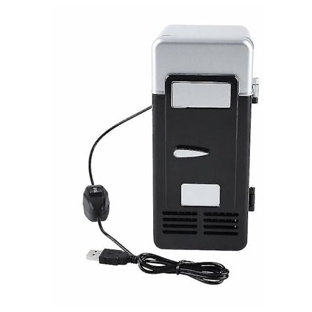 LED Mini USB Køleskab USB Køleskab Drikkevarer Dåser Køleskab og Varmer Sort [kk]