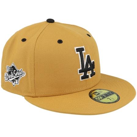 New Era - MLB Beige fitted Caps - Los Angeles Dodgers Lemon Cheesecake 59FIFTY 88 World Series Panama Tan/Black/Yellow Fitted @ Hatstore