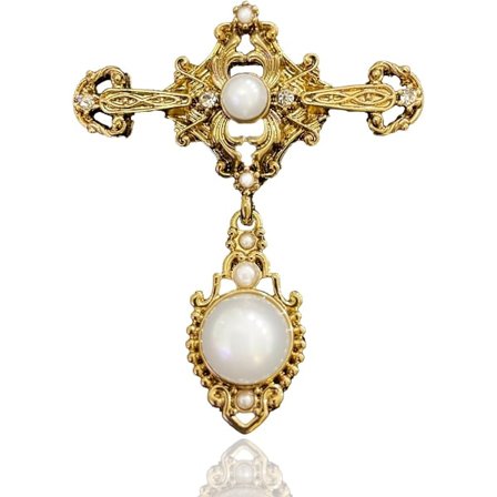 Gullfarget vintage perlebrosje for kvinner jenter retro tilbehør elegant barokk nål kjole kappe genser kostyme fest bryllup Gi